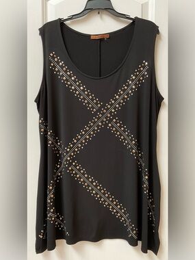 Belldini Sleeveless Top w/ Gold & Silver Studs